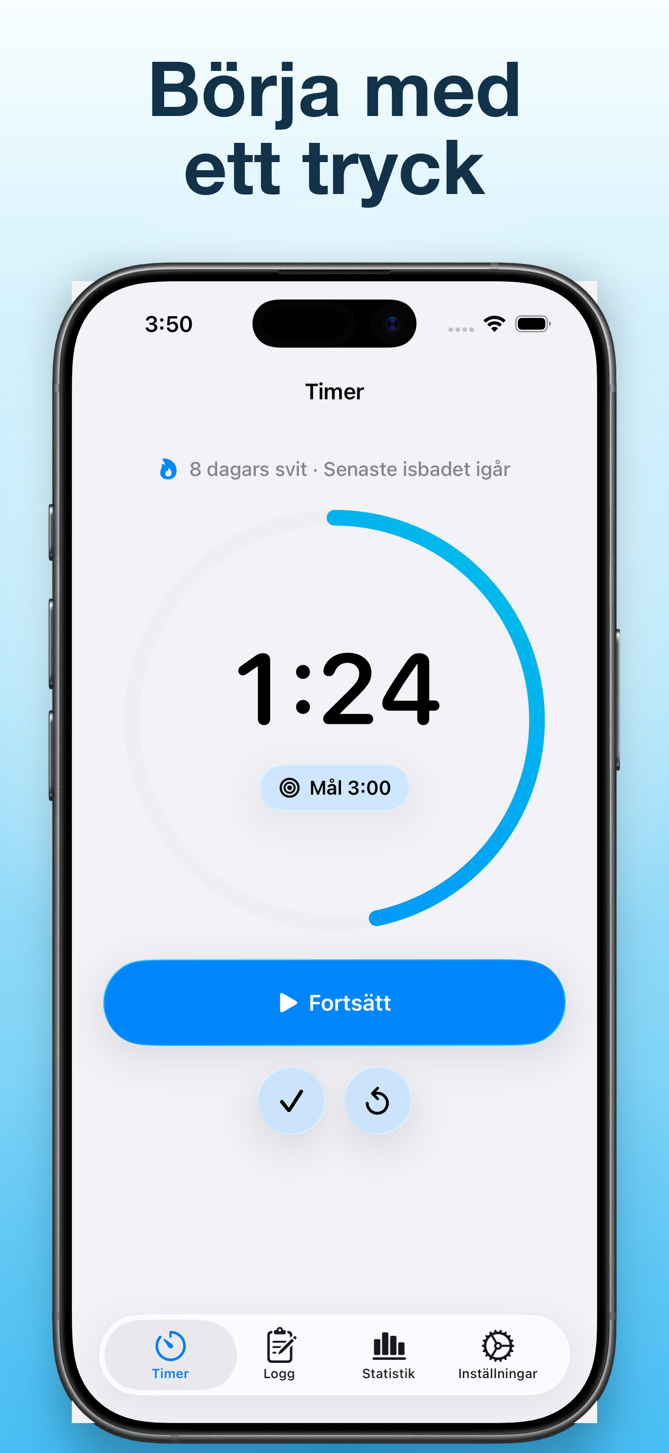 Swedish localization of the Cold Plunge Timer interface and App Store screenshot