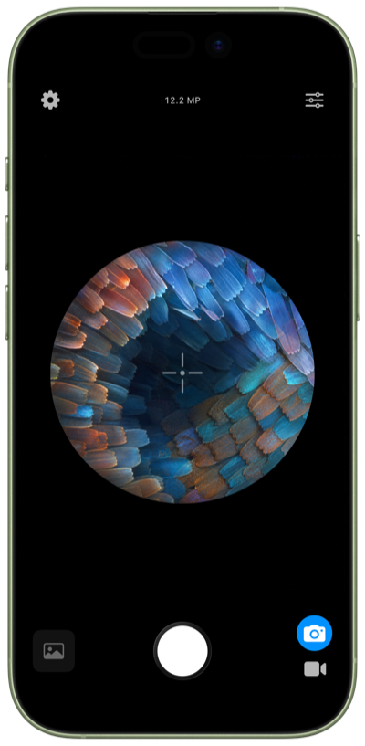 Microscope App detailed specimen view inside an iPhone frame